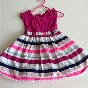 Pumpkin Patch Pink Blue Teal White striped dress